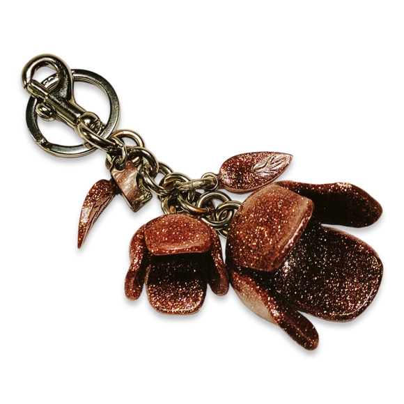 Coach Accessories - Coach | Bag Charm | Key Chain | Tea Rose | Pink roses with pink leaves